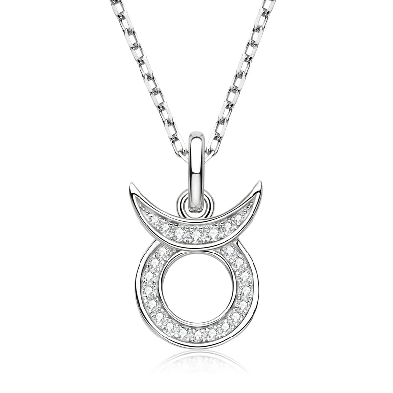 925 Sterling Silver Zodiac Sign 12 Constellation Pendant Micro-Set 1mm Moissanite Necklace Charm For Women Jewelry Birthday Gift