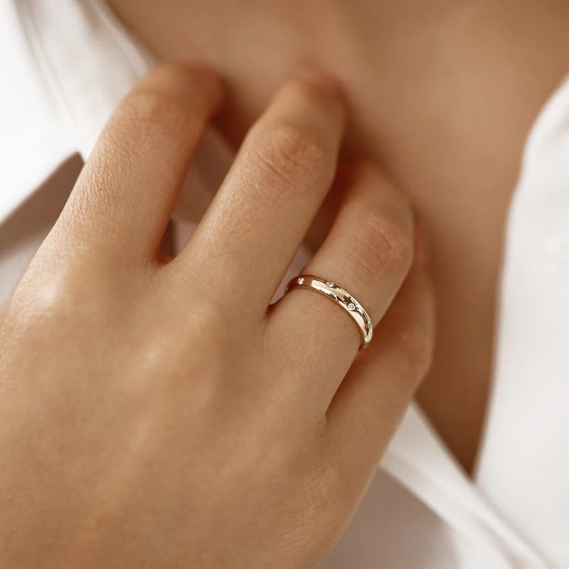 18K Gold Plated Moissainte Ring 925 Silver Wedding Engagement Promise Rings for Women Jewelry Rose Gold Bezel Setting Band