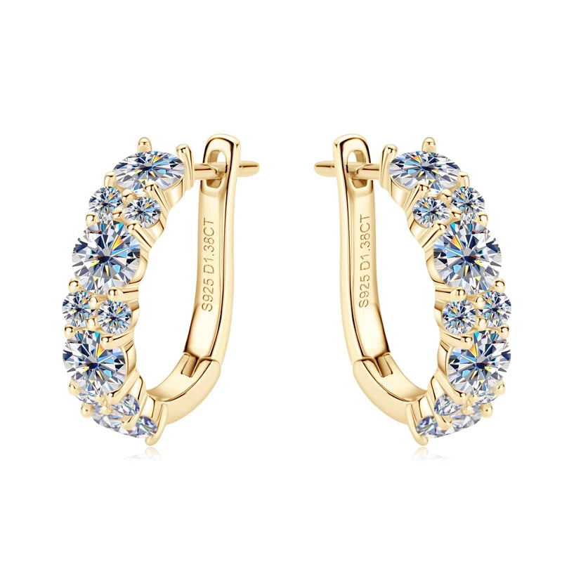 2.76CTTW. Moissanite Earrings Luxury 925 Sterling Silver Hoop Stud Earrings for Women Wedding Party 2024 New Jewelry Gifts