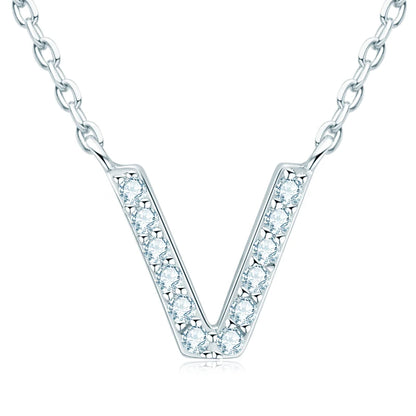 Initial Moissanite 26 Letter Pendant Necklace for Women Men Real Silver 925 Name Pendant Fine Jewelry Valentine's Day Gift
