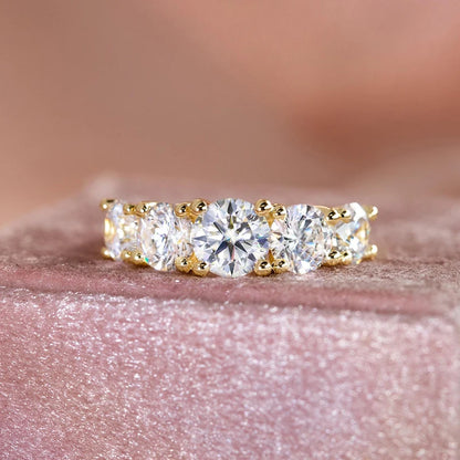 D Color Moissanite Wedding Engagement Ring For Women 925 Silver 6.5mm&6mm&5mm Lab Diamond 5 Stones Promise Rings Finger Jewelry