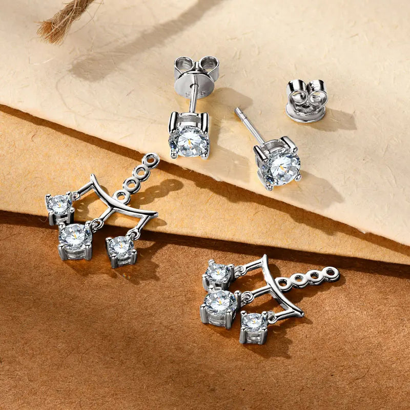 Trendy Dual Use Earrings Jackets 925 Sterling Silver D Color Moissanite Ear Jacket Studs for Women Jewelry Valentine Gifts