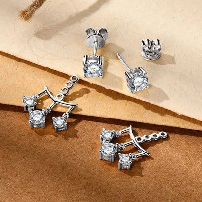 Trendy Dual Use Earrings Jackets 925 Sterling Silver D Color Moissanite Ear Jacket Studs for Women Jewelry Valentine Gifts