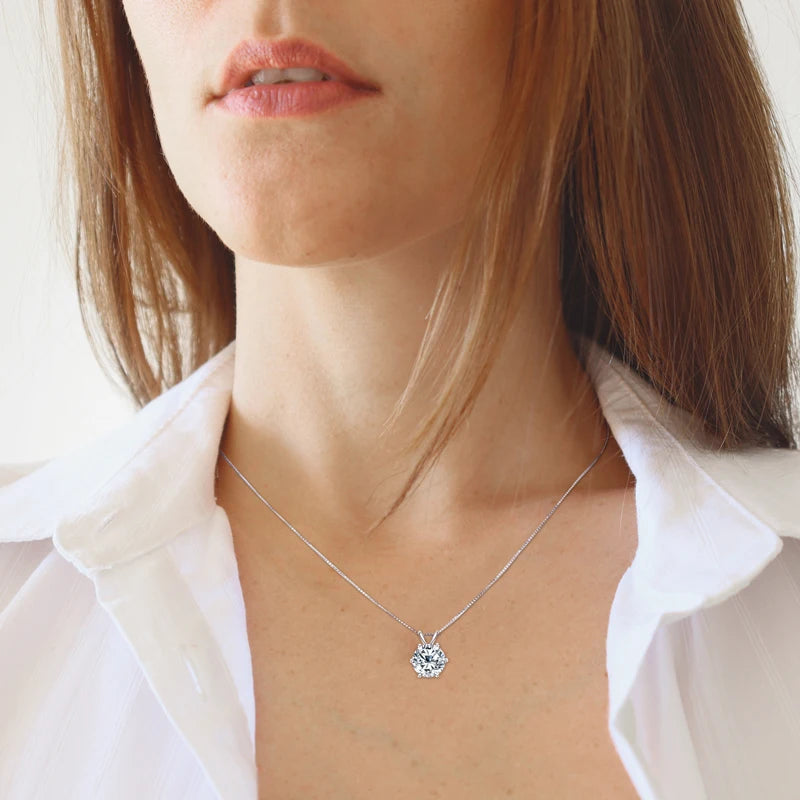 Classic 2.0CT 3.0CT Moissanite Pendant Necklace for Women Sparking Diamond Necklaces 925 Silver Jewelry Engagement Gifts