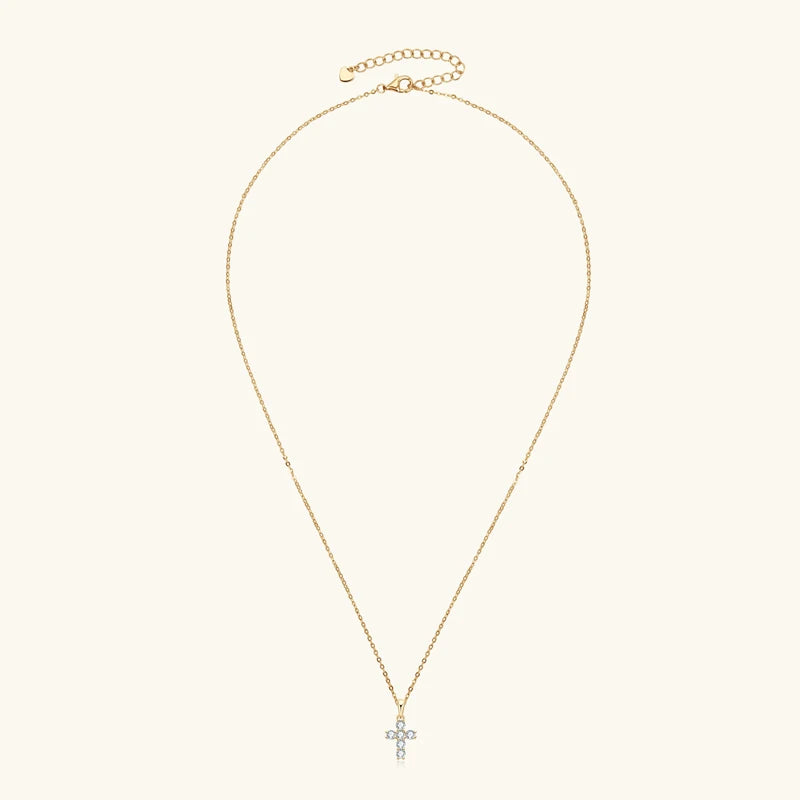 Classic Charm Cross Pendant Necklace 925 Sterling Silver Moissanite with Certificate  for Women Men Gifts Collar Jewelry