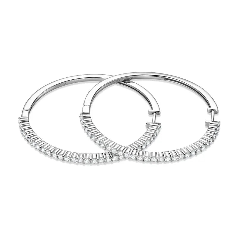 2mm Moissanite Hoop Earrings for Women 925 Silver 40mm Large Big Hoops Piercing Earrings Fashion Fine Jewelry Party Gifts