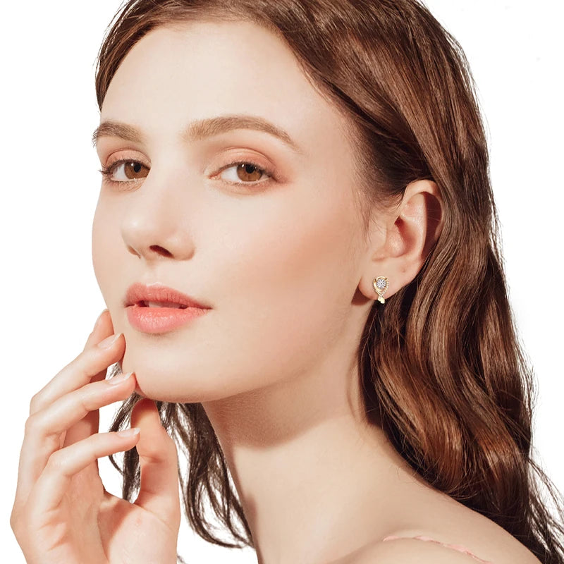 5mm 0.5ct D Moissanite Infinity Hoop Huggie Earrings for Women 925 Silver 18K Gold Plated Earrings Wedding Daily Jewelry