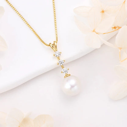 Natural Freshwater Pearl Moissanite Pendant Necklace Real Silver 925 Wedding Engagement Fine Jewelry for Women Gift 45+5cm