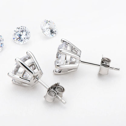 Classic 3.0CT D Color Moissanite Men Earrings Original 925 Silver 2CT Round Diamond Piercing Studs Wedding Party Women's Jewelry