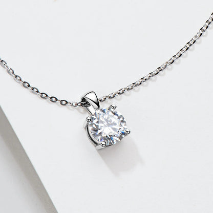 6.5mm 3.0cttw D Color Moissanite Jewelry Set 18K Gold Plated Silver 925 Stud Earrings Pendant Necklace for Women Gift Birthday