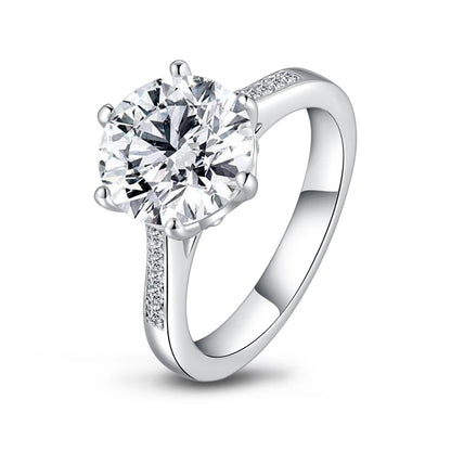10mm(3.5ct)  Round Cut Sona Simulated Diamond Solitaire Ring for Women Genuine 925 Sterling Silver Engagement Jewelry Gift