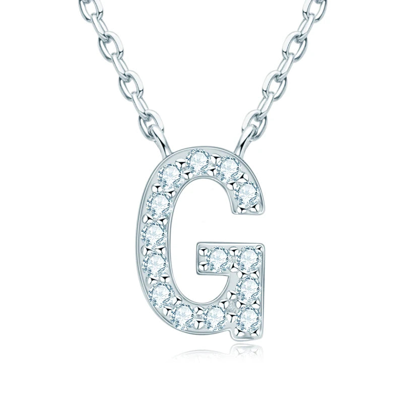 Initial Moissanite 26 Letter Pendant Necklace for Women Men Real Silver 925 Name Pendant Fine Jewelry Valentine's Day Gift