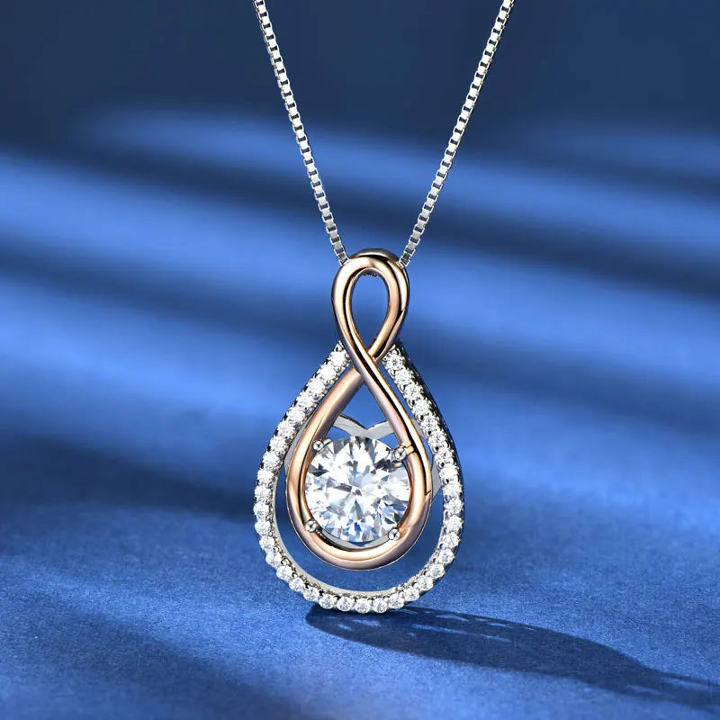 3CT 1CT 2CT D Moissanite Pendant Infinity Necklace S925 Silver Adjustable Chain for Women Gift Jewelry 6.5mm 8mm 9mm Lab Diamond