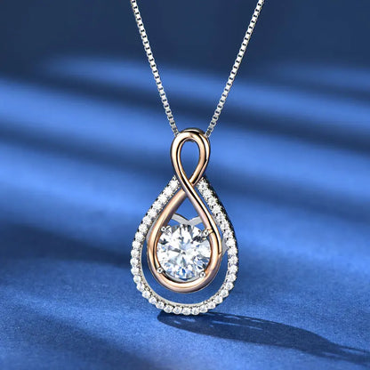 3CT 1CT 2CT D Moissanite Pendant Infinity Necklace S925 Silver Adjustable Chain for Women Gift Jewelry 6.5mm 8mm 9mm Lab Diamond