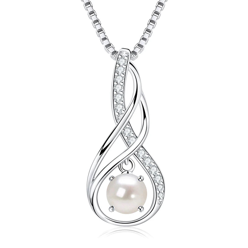 12 Birthstone Infinity Pendant Necklace for Women 925 Silver Colorful Gemstone 6.5mm Moissanite Zirconia Jewelry Birthday Gift