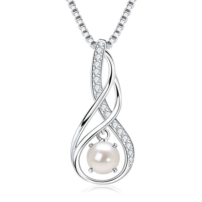 12 Birthstone Infinity Pendant Necklace for Women 925 Silver Colorful Gemstone 6.5mm Moissanite Zirconia Jewelry Birthday Gift