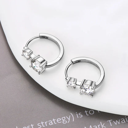 6.5mm&4mm Double Moissanites Hoop Earrings with GRA Certificate for Women Gold Plated Real 925 Silver Wedding Jewelry Gift