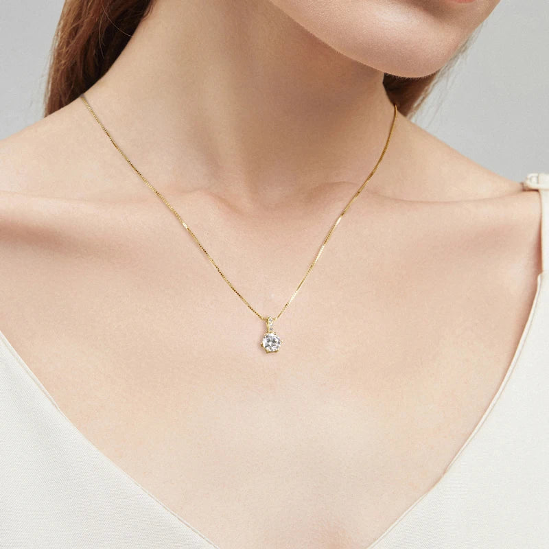 2024 New 925 Sterling Silver Moissanite Pendant Necklace 1CT 2CT D Color Lab Diamond Jewelry Women's Birthday Valentine Day Gift