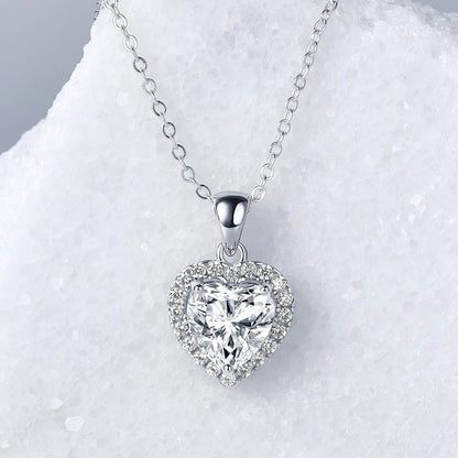 Real 2CT Heart Shape Moissanite Pendant Necklace 925 Silver for Women Jewelry GRA Certified Wedding Birthday Valentine Day Gift