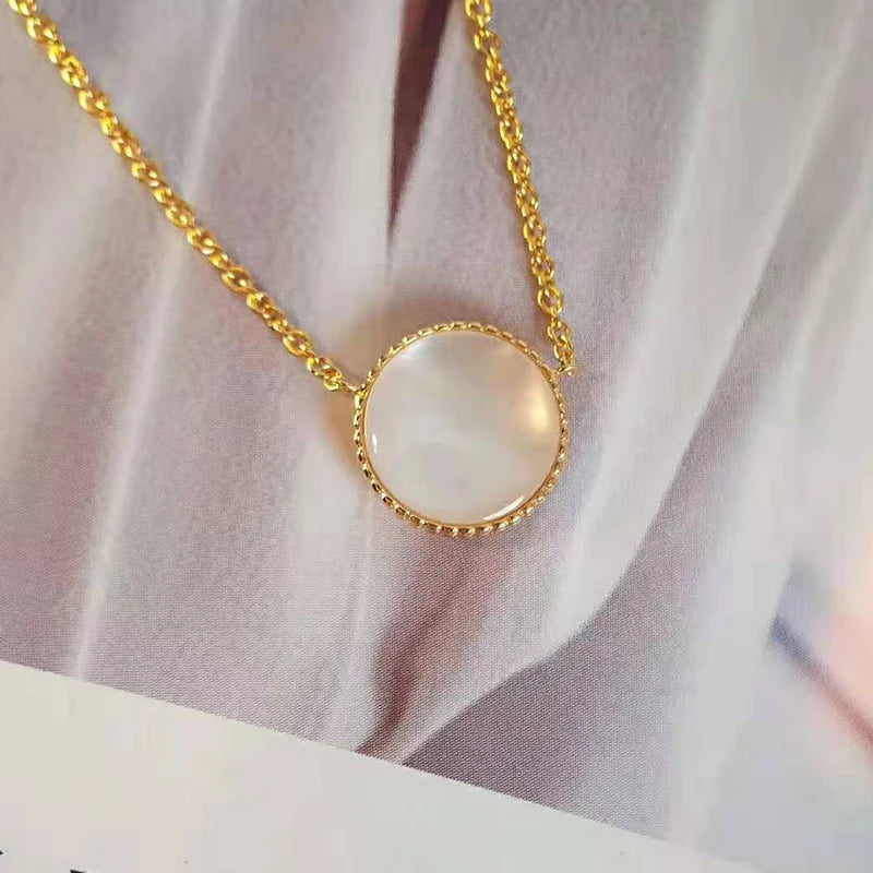 Compass Necklace for Women Girls Friends 18K Gold Plated Sterling Silver Mother of Pearl Travel Jewelry Graduation Gifts
