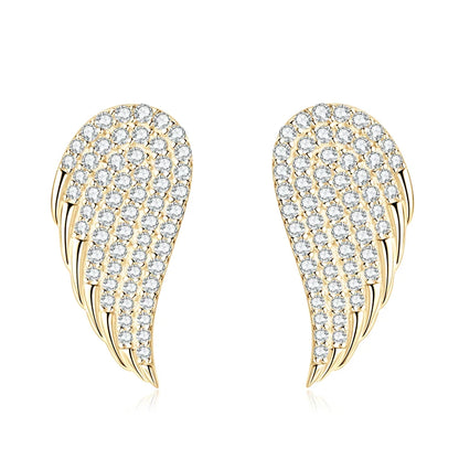 2024 New 925 Sterling Silver Wing of Angel Stud Earrings Full Pave Moissanite Drop Earrings for Women Wedding Party Jewelry Gift