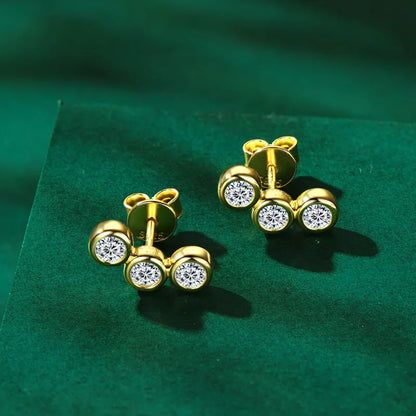 Mini Needles Stud Earrings 925 Sterling Silver for Women with D Color Moissanite Lovely Piercing Jewelry with Certificate