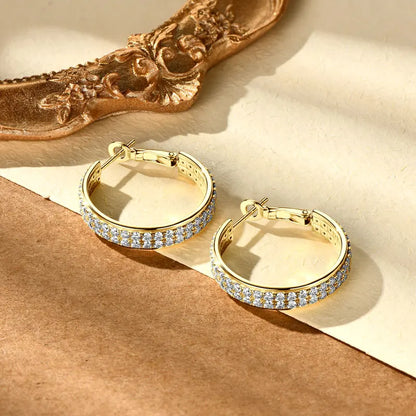 Real S925 Silver Full D Moissanite Earrings 2025 Fashion Sparking Hoop Clip Earrings GRA Certified Gift for Women Korean