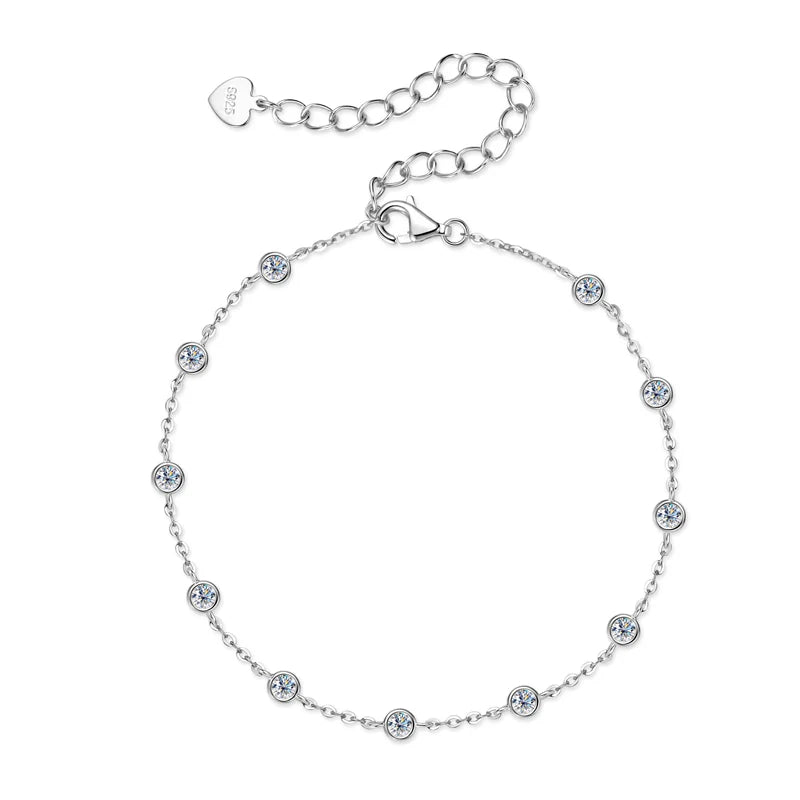 Fashion 925 Sterling Silver Bubble Bracelet 2.5mm D Color Bezel Moissanite Bracelets for Women Birthday Gift Fine Jewelry