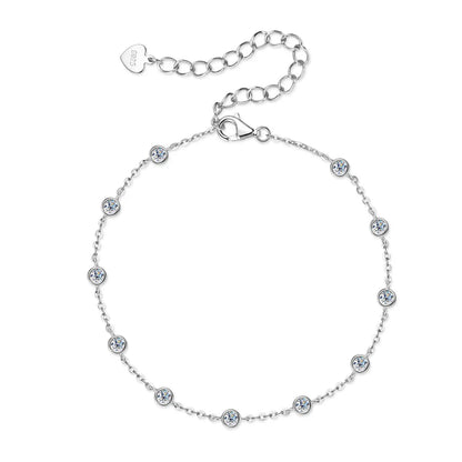 Fashion 925 Sterling Silver Bubble Bracelet 2.5mm D Color Bezel Moissanite Bracelets for Women Birthday Gift Fine Jewelry