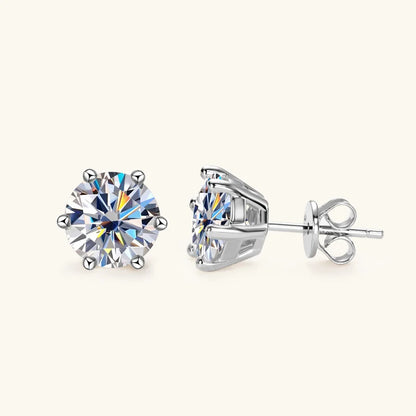 Classic 3.0CT D Color Moissanite Men Earrings Original 925 Silver 2CT Round Diamond Piercing Studs Wedding Party Women's Jewelry