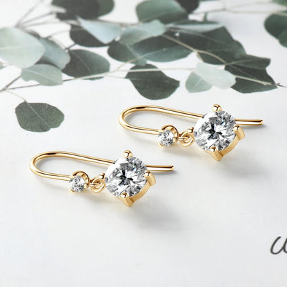 Hook Earrings Real 925 Silver 6.5mm 1ct Round Moissanite Drop Dangle Earring GRA Certified Wedding Jewelry for Women Gift