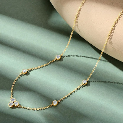 3mm Bezel D Moissanite Pendant Necklace for Women 925 Sterling Silver Plated Gold Adjustable Chain 2025 Gift Valentine Day