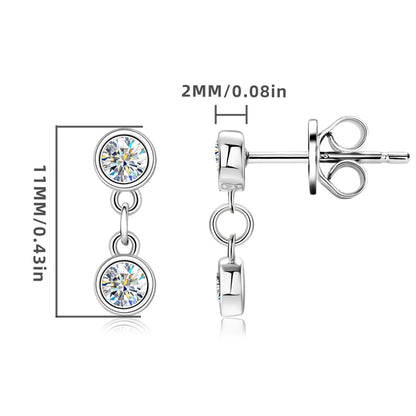 Long Chain Link Hanging Earrings Silver 925 2-3mm Moissanite Drop Earring Piercing Ear for Women Gold Paletd Jewelry Gift