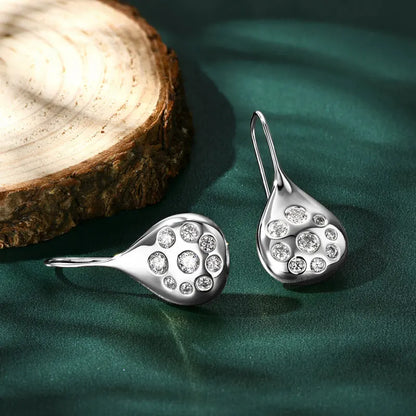1.6cttw Moissanite Dangle Hook Earrings 925 Silver for Women 2024 Trendy Large Teardrop Earrings Texture Jewelry Gift GRA