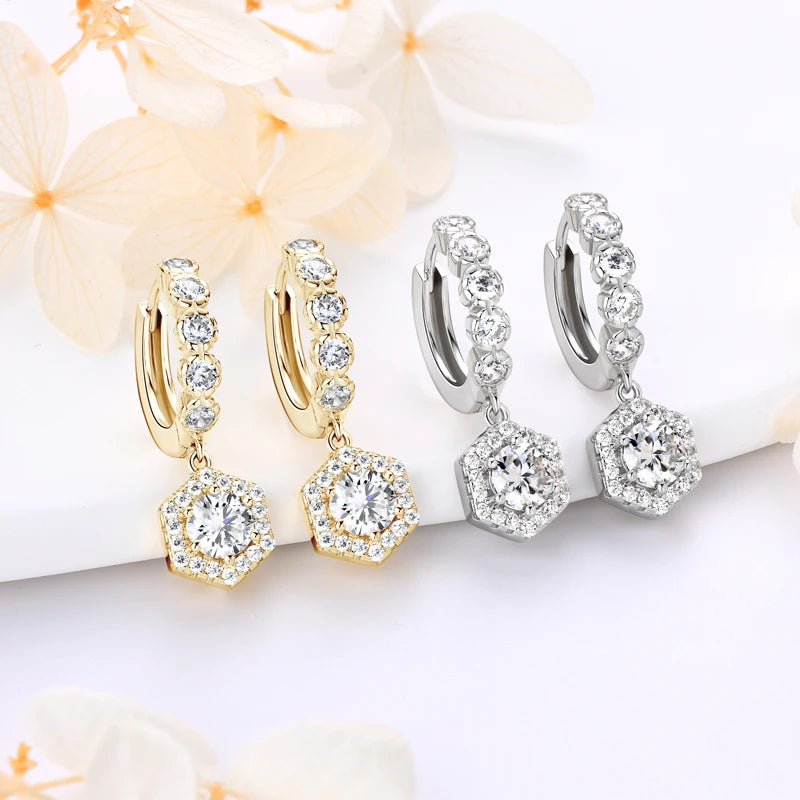 2023 New Women's Hoop Earrings 5mm D0.5CT Moissanite Drop Earrings Silver 925 Real GRA Certificate Elegant Wedding Jewelry