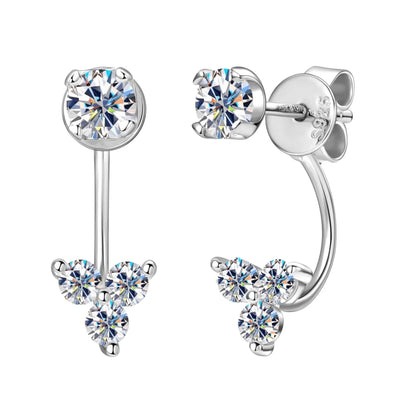 2024 Trendy Real 925 Silver D Moissanite Drop Earrings Piercing Stud Earrings Jacket Certified Jewelry for Women Gift GRA