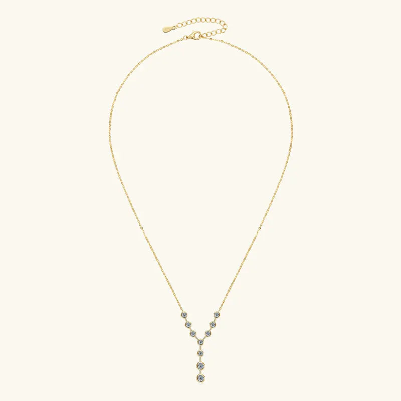 Bezel Y Shape Moissanite Diamond Necklace Real 925 Silver 18k Gold Plated 7-stone Pendant For Women 2025 New Jewelry Gifts