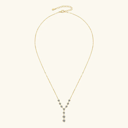 Bezel Y Shape Moissanite Diamond Necklace Real 925 Silver 18k Gold Plated 7-stone Pendant For Women 2025 New Jewelry Gifts