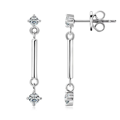 Long Dangle Earrings with Moissanite Drop Piercing Ear Studs Real D Color 925 Silver for Women Jewelry Certificate Gifts
