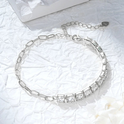925 Silver Half Chain Tennis Bracelet 2-5mm D Color Moissanite Bracelet for Women Fine Jewelry 18k Gold Plated Bangle New