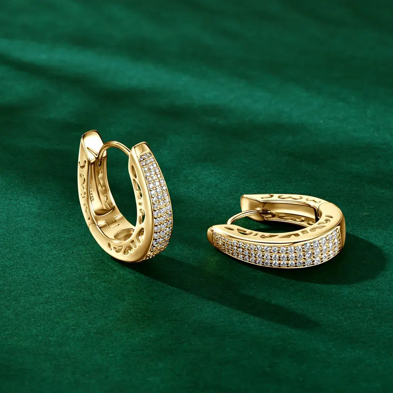 2025 0.86CTW. Pave Moissanite Hoop Huggie Earrings for Women 925 Silver Luxury Skeleton Design Earring Original Fine Jewelry GRA