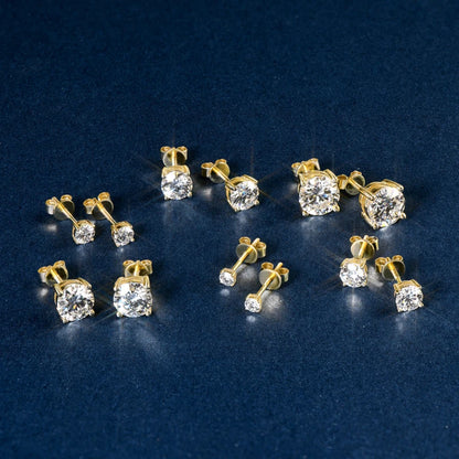 Solid 10K Gold Stud Earrings D Color Moissanite Piercing Earrings 2ct Certified Yellow White Gold Jewelry for Men Women 1.2ct