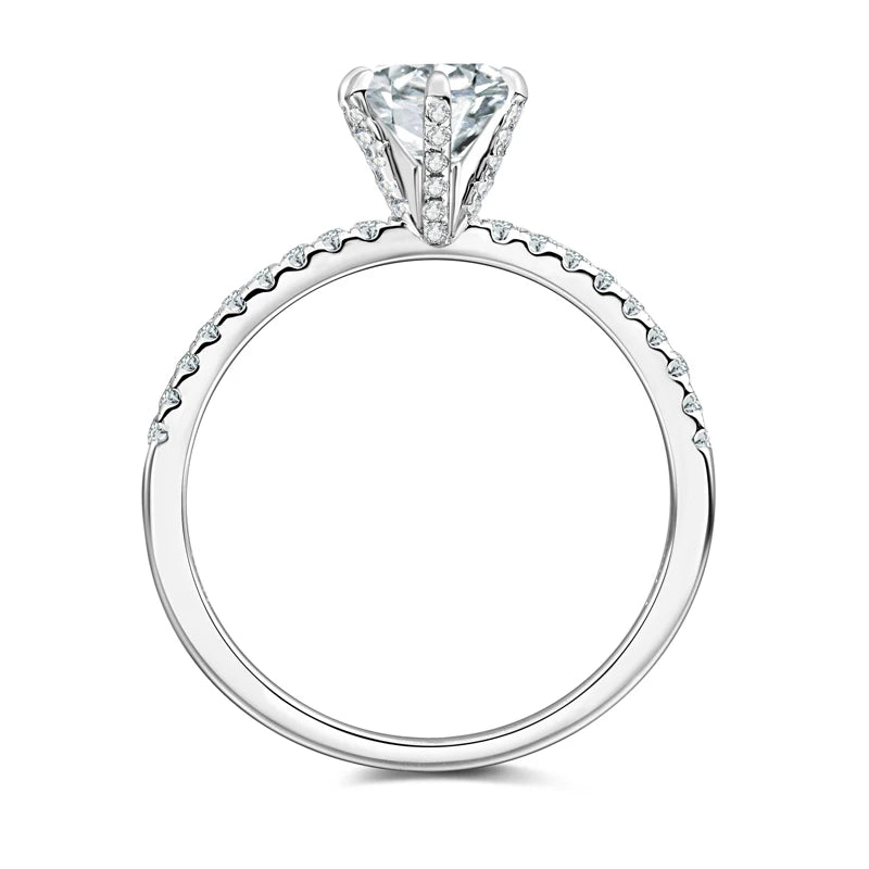 100% 925 Silver 1CT 6.5mm Round Moissanite Wedding Rings Engagement Promise Finger Ring GRA Certified Jewelry For Women