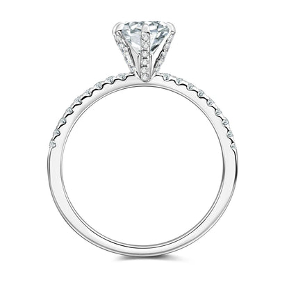 100% 925 Silver 1CT 6.5mm Round Moissanite Wedding Rings Engagement Promise Finger Ring GRA Certified Jewelry For Women