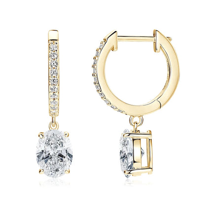 New Hoop Drop Earrings 100% Sterling Silver 925 1.5CT Moissanite D Color Oval Cut Earrings for Women Jewelry Gift Wedding Party