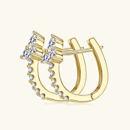 3mm&1.5mm Moissanite Hoop Earrings for Women 925 Sterling Silver Delicate U Shaped Huggie Earrings 2025 Wedding Jewelry