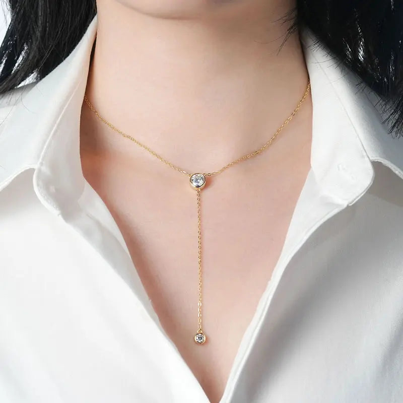 D1.30CT D Moissanite Pendant Y Shaped Necklace for Women 925 Sterling Silver Chain 6.5mm&4mm Lab Diamond 2025 Trend Gifts