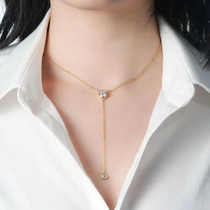 D1.30CT D Moissanite Pendant Y Shaped Necklace for Women 925 Sterling Silver Chain 6.5mm&4mm Lab Diamond 2025 Trend Gifts