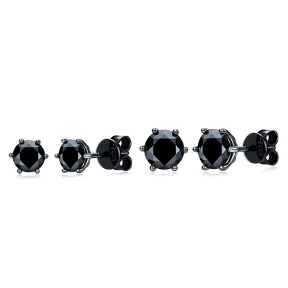 6.5MM 2CTW. Black Moissanite Stud Earrings For Women and Men 925 Silver Black Earrings 0.5ct 1ct Round Cut Lab Diamond 5mm