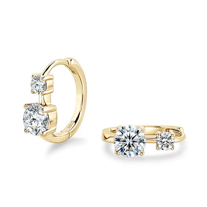 6.5mm&4mm Double Moissanites Hoop Earrings with GRA Certificate for Women Gold Plated Real 925 Silver Wedding Jewelry Gift